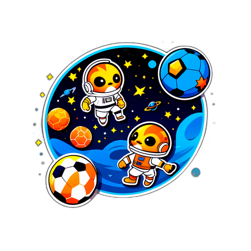 Uzayda Futbol Oynayan Karakterler Stickerı
