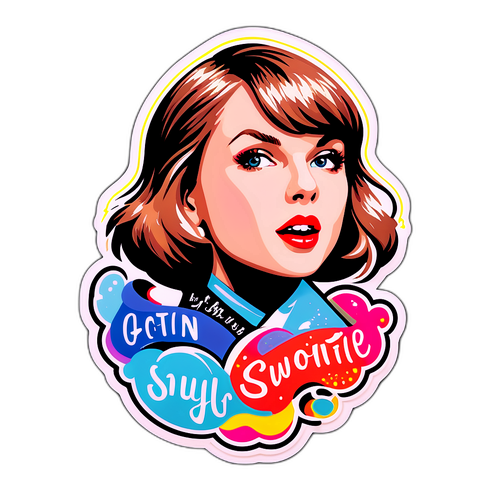 A Taylor Swift ikonikus zenei stílusát bemutató matricakép