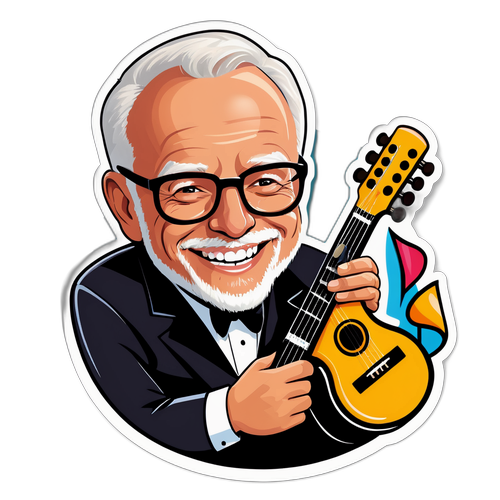 Een sticker van Herman Schueremans met een muziekinstrument