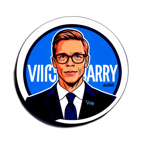 Samolepka s vizionářem v obleku