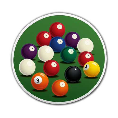 Värikäs Snooker-Pallo Sticker