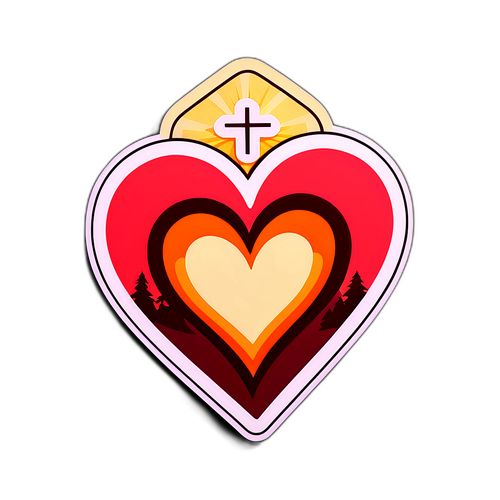 예수님의 사랑을 표현한 하트 모양 스티커
