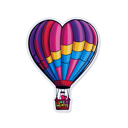 Makulay na Hot Air Balloon na Hugis Puso