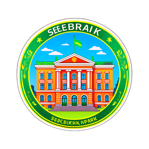 Стикер с главной зданием Сбербанка в минималистичном стиле