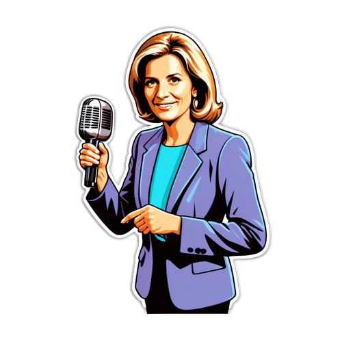 Retro sticker van een nieuwsreporter