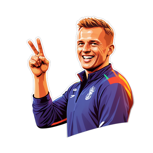 Sticker van Dean Huijsen en zijn teamgenoten in een enthousiaste teamvergadering