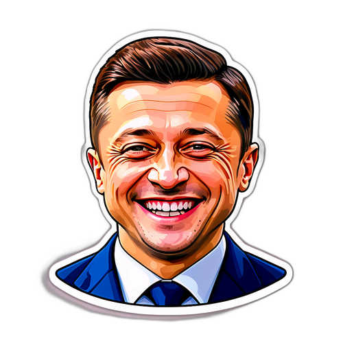 Nálepka s realistickým zobrazením Volodymyra Zelenského