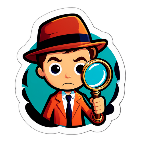 Geïllustreerde sticker van een geheime detective