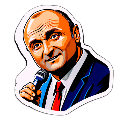 Nostalgische sticker van Phil Collins tijdens een live optreden
