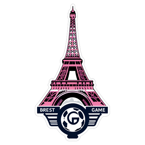 Sticker van Brest met de Eiffeltoren en Real Madrid-logo