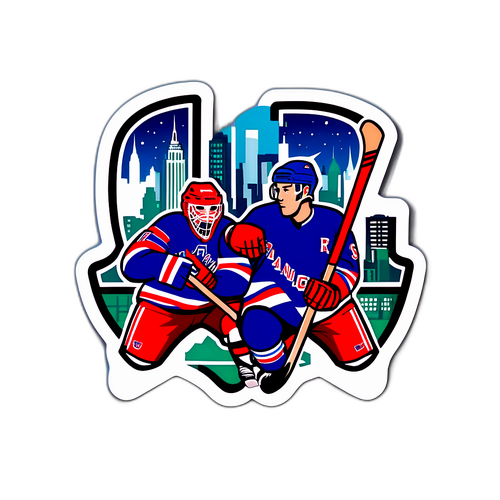 Bold Rivalry: Stars vs Rangers Hockey Sticker