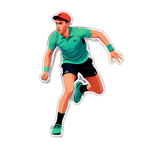 Illustrazione dinamica del colpo caratteristico di Alex de Minaur