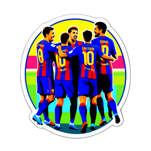 Sticker cầu thủ Barca ăn mừng bàn thắng