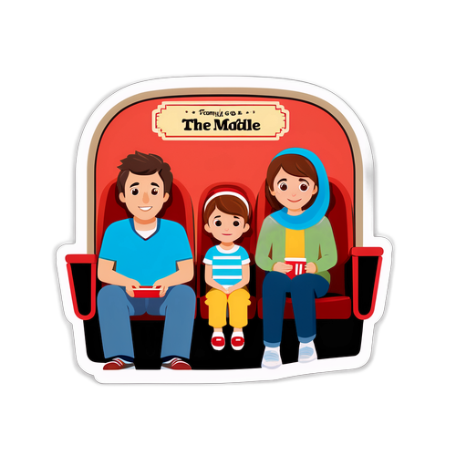 A Cena de uma Família Assistindo a um Filme no Cinema