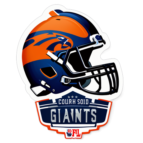 Calcomanía del logo de la NFL con ilustraciones de los equipos Cowboys y Giants listos para jugar