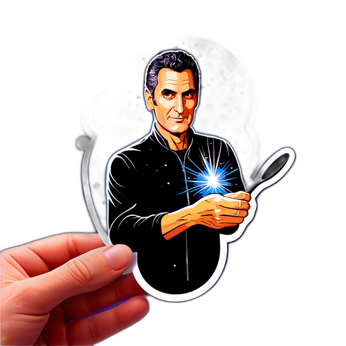 ס sticker מיסטי של יורי גלר מכופף כף, עם ניצוצות וכוכבים