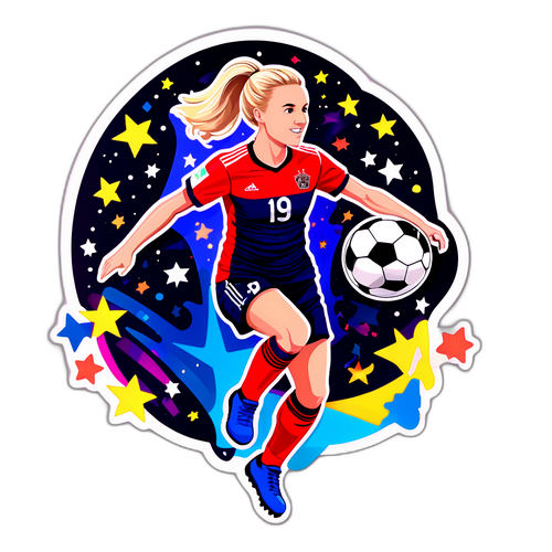 Fejr Pernille Harder med en fodbold i aktion