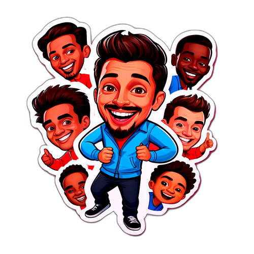 Sticker cu Daniel David în stil caricatural