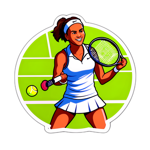 Stiker Aldila Sutjiadi dalam Pose Tenis yang Kuat