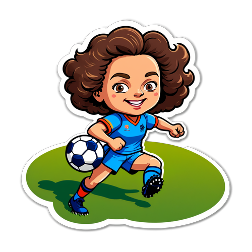 Cartoon sticker van Edith Schippers met een voetbal