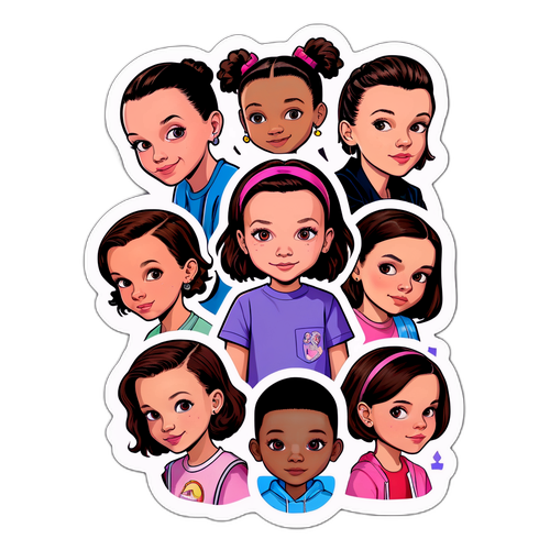 Mille Bobby Brown Karakterleri Kolajı Sticker