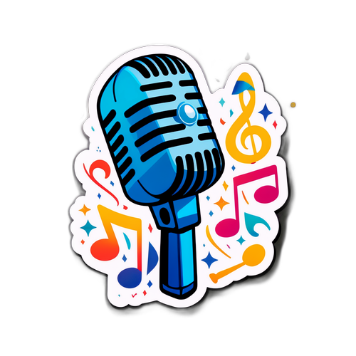 Sångsticker med Mikrofon och Musiknoter