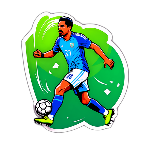 Desenho estilizado de Hugo Souza defendendo um gol