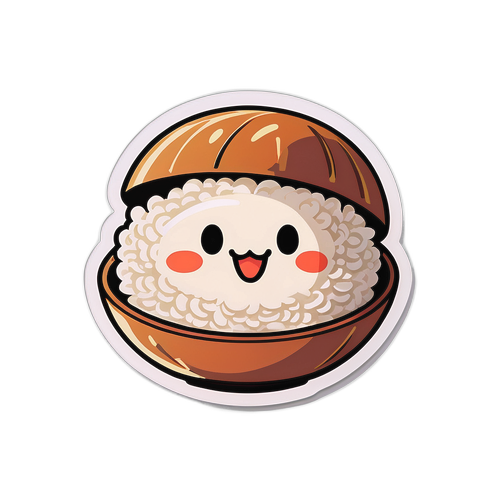 かわいいお米キャラクターのステッカー