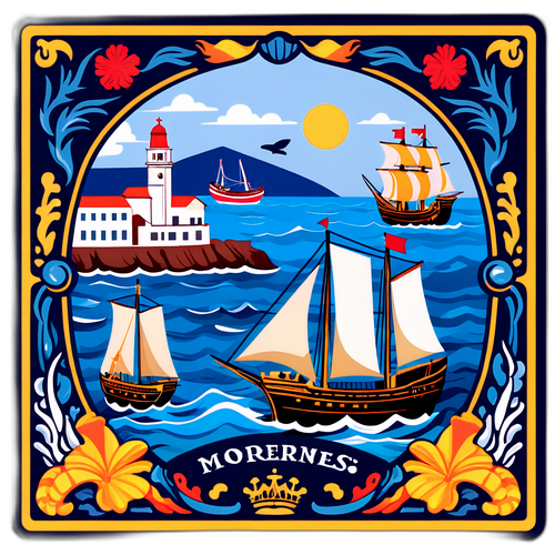 Стікери родини Моренес з портовими сценами