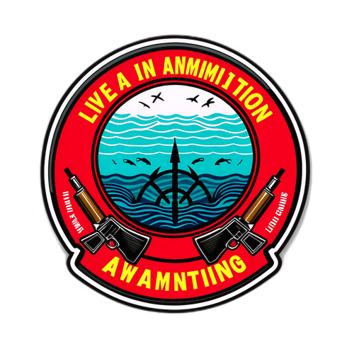 海洋元素和实弹图形的安全警告贴纸