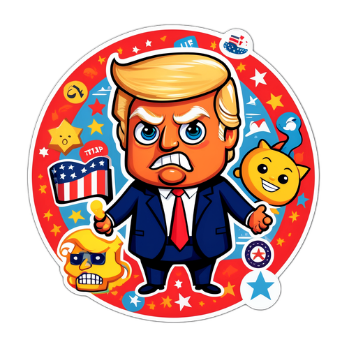 Adesivo fantastico di Donald Trump come personaggio dei cartoni animati