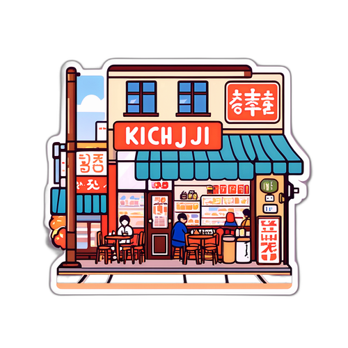 吉祥寺のカフェ風景ステッカー