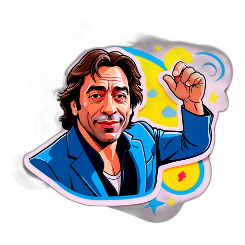 Wymyślna naklejka Javier Bardem w charakterystycznej pozie