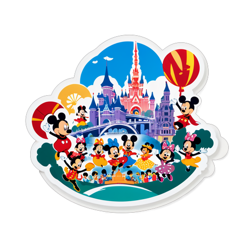 松阪市の象徴的な建物とディズニーパレードキャラクターのデザイン