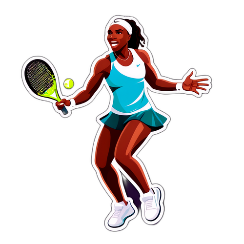 エネルギッシュなテニス選手のステッカー