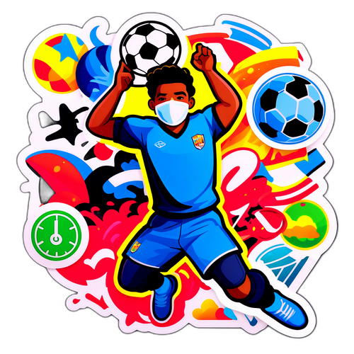 Những nhãn dán nhiều màu sắc về không khí sôi động của bóng đá 24 giờ