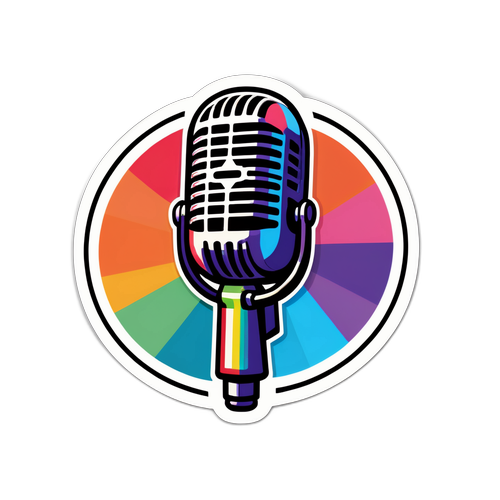 Samolepka s tématem živého vysílání