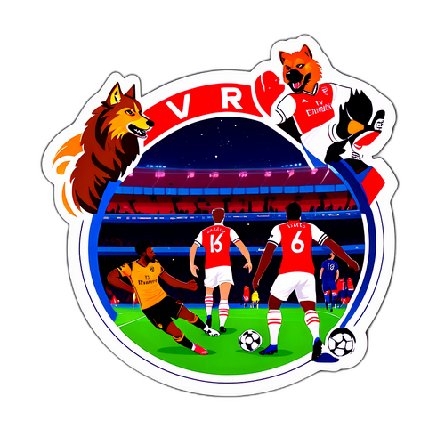 Sticker cu scena de fotbal între Arsenal și Wolves
