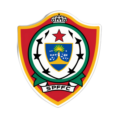 Logo do SPFC com a bandeira do Brasil ao fundo