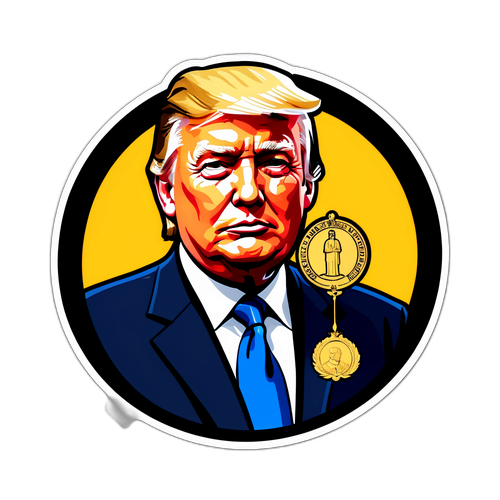 Aufkleber von Donald Trump, der den Nobelpreis für den Frieden empfängt