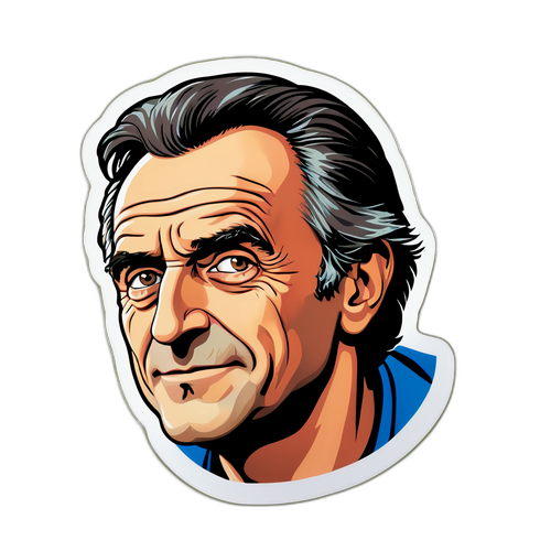 Sticker van Thierry Lhermitte met een komische gezichtsuitdrukking