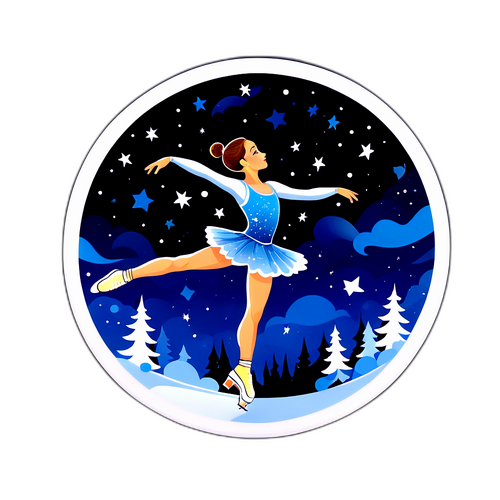 Стікери з Ілею Малініним: фігурист виконує елемент в повітрі на фоні зоряного неба