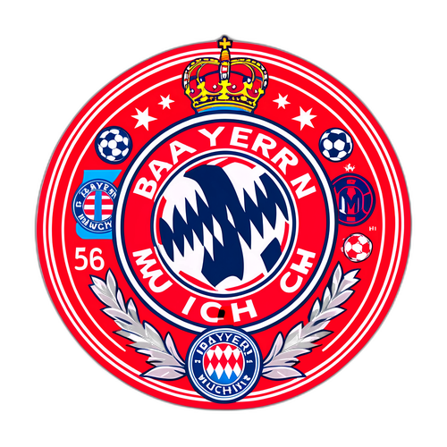 Σήμα της Bayern Munich με στοιχεία από την ιστορία του ποδοσφαίρου