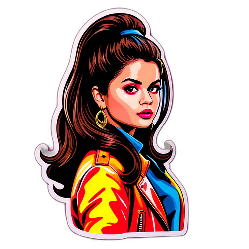 Stylish Pop-Art Sticker of Selena Gomez