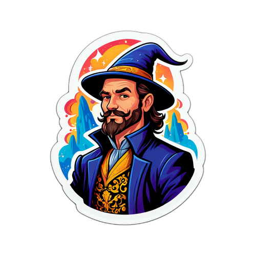 Nálepka s Ilustrací Jima Čerta jako Fantasy Postavy