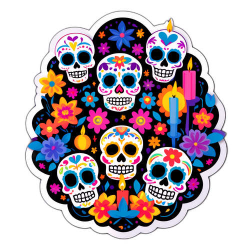 Autocollant coloré célébrant la Journée des Morts