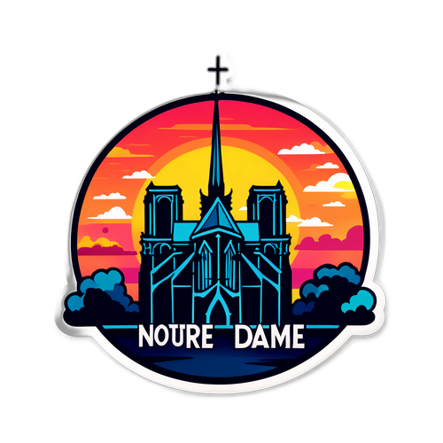 Nálepka Notre Dame se západem slunce