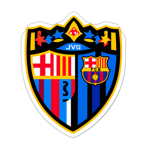 Sticker im Rivalitätsdesign zwischen Juventus und FC Barcelona