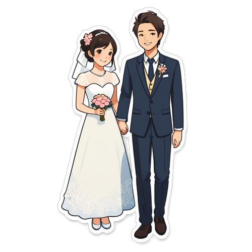 結婚式を祝うカップルのイラスト