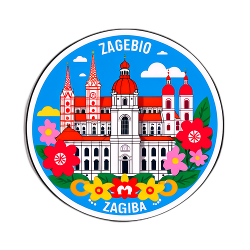 Klistermärke med Zagrebs berömda byggnader